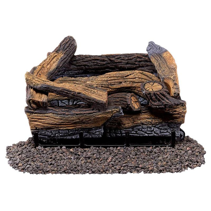 Duluth Forge 18 Inch Ventless Dual Fuel Gas Log Set with Remote, Split Red Oak - VMInnovations