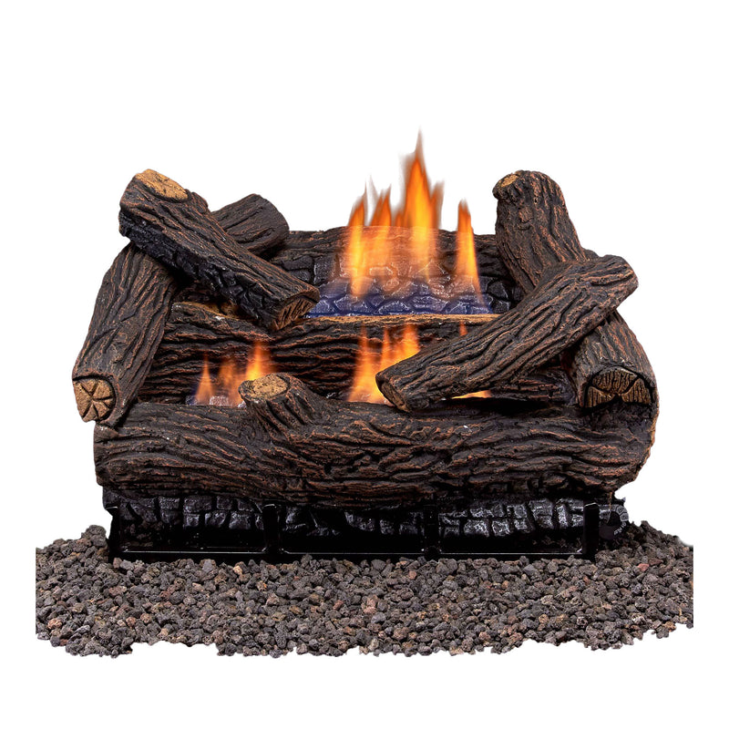 Duluth Forge 18" Dual Fuel Gas Log Set with Remote, Stacked Red Oak (Open Box)