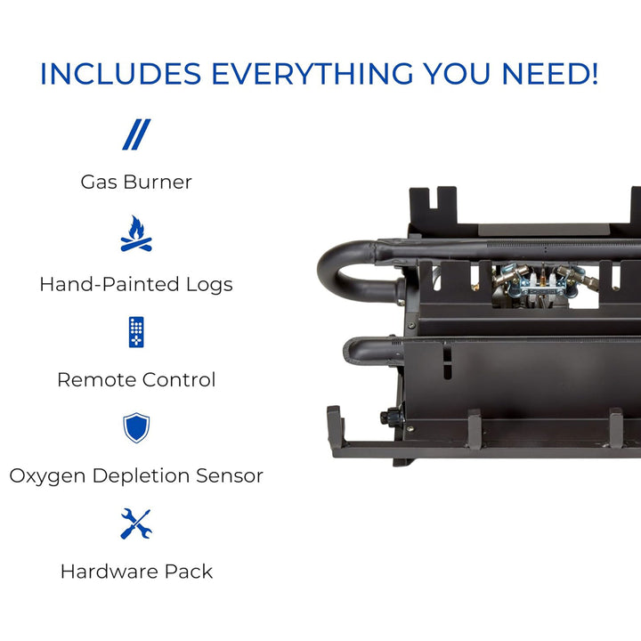 Duluth Forge 18" Ventless Dual Fuel Gas Log Set w/Remote, Red Oak(For Parts) - VMInnovations