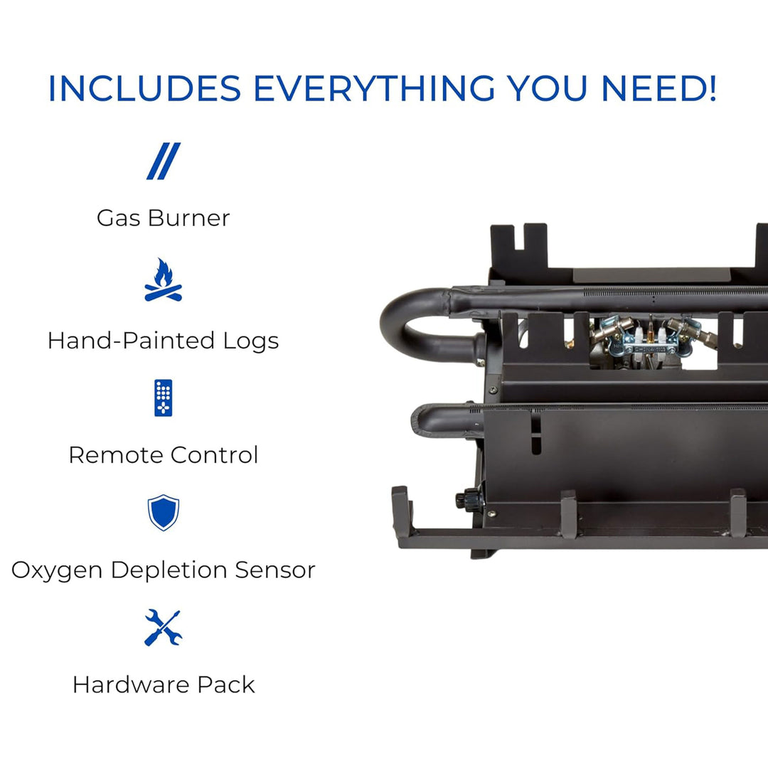 Duluth Forge 18 Inch Dual Fuel Gas Log Set with Remote, Stacked Red Oak (Used) - VMInnovations