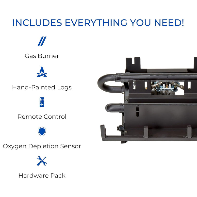 Duluth Forge 18" Ventless Dual Fuel Gas Log Set w/Remote, Red Oak(For Parts)