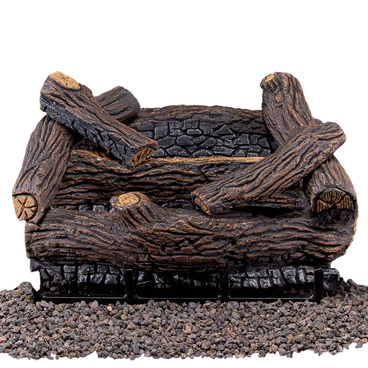 Duluth Forge 18 Inch Dual Fuel Gas Log Set with Remote, Stacked Red Oak (Used) - VMInnovations