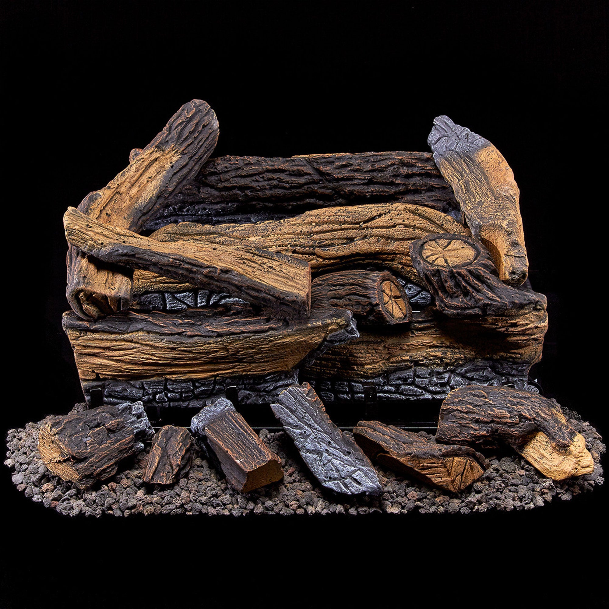 Duluth Forge 18 Inch Ventless Dual Fuel Gas Log Set w/ Thermostat, Split Red Oak - VMInnovations