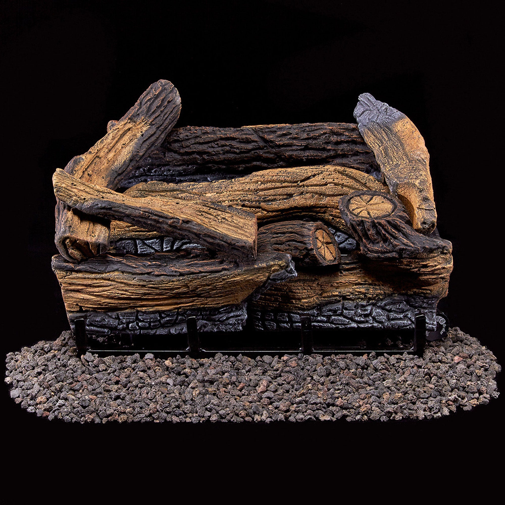 Duluth Forge 18 Inch Ventless Dual Fuel Gas Log Set w/ Thermostat, Split Red Oak - VMInnovations