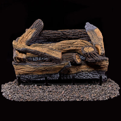 Duluth Forge 18 Inch Ventless Dual Fuel Gas Log Set w/ Thermostat, Split Red Oak - VMInnovations