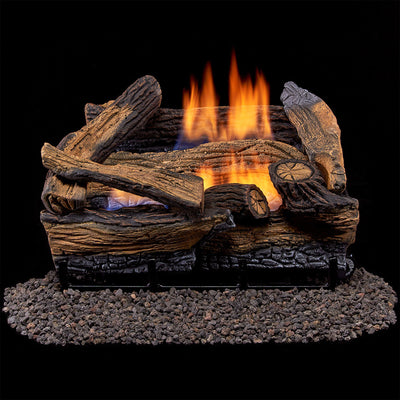 Duluth Forge 18 Inch Ventless Dual Fuel Gas Log Set w/ Thermostat, Split Red Oak