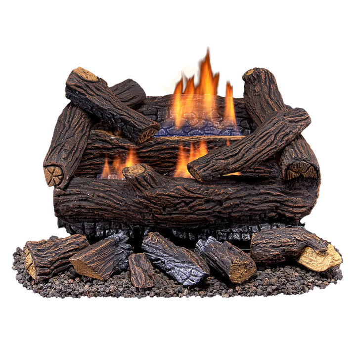 Duluth Forge 18" Ventless Dual Gas Log Set w/Thermostat, Stacked Red Oak(Used) - VMInnovations