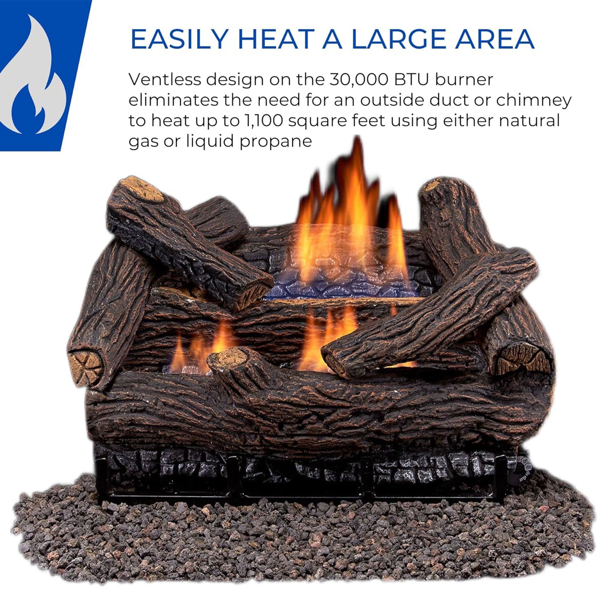 Duluth Forge 18" Ventless Gas Log Set w/ Thermostat, Stacked Red Oak (For Parts) - VMInnovations