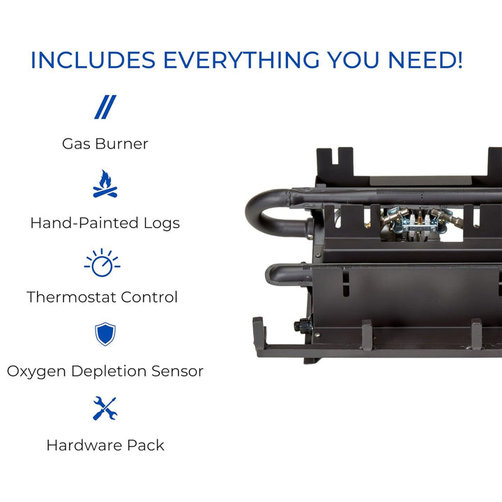 Duluth Forge 18" Ventless Gas Log Set w/ Thermostat, Stacked Red Oak (For Parts) - VMInnovations