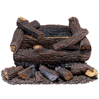 Duluth Forge 18 Inch Dual Gas Log Set w/ Thermostat, Stacked Red Oak (Open Box) - VMInnovations