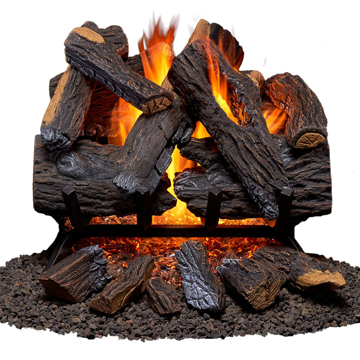 Duluth Forge 18 Inch Vented Natural Gas Log Set with Manual Light, Heartland Oak - VMInnovations