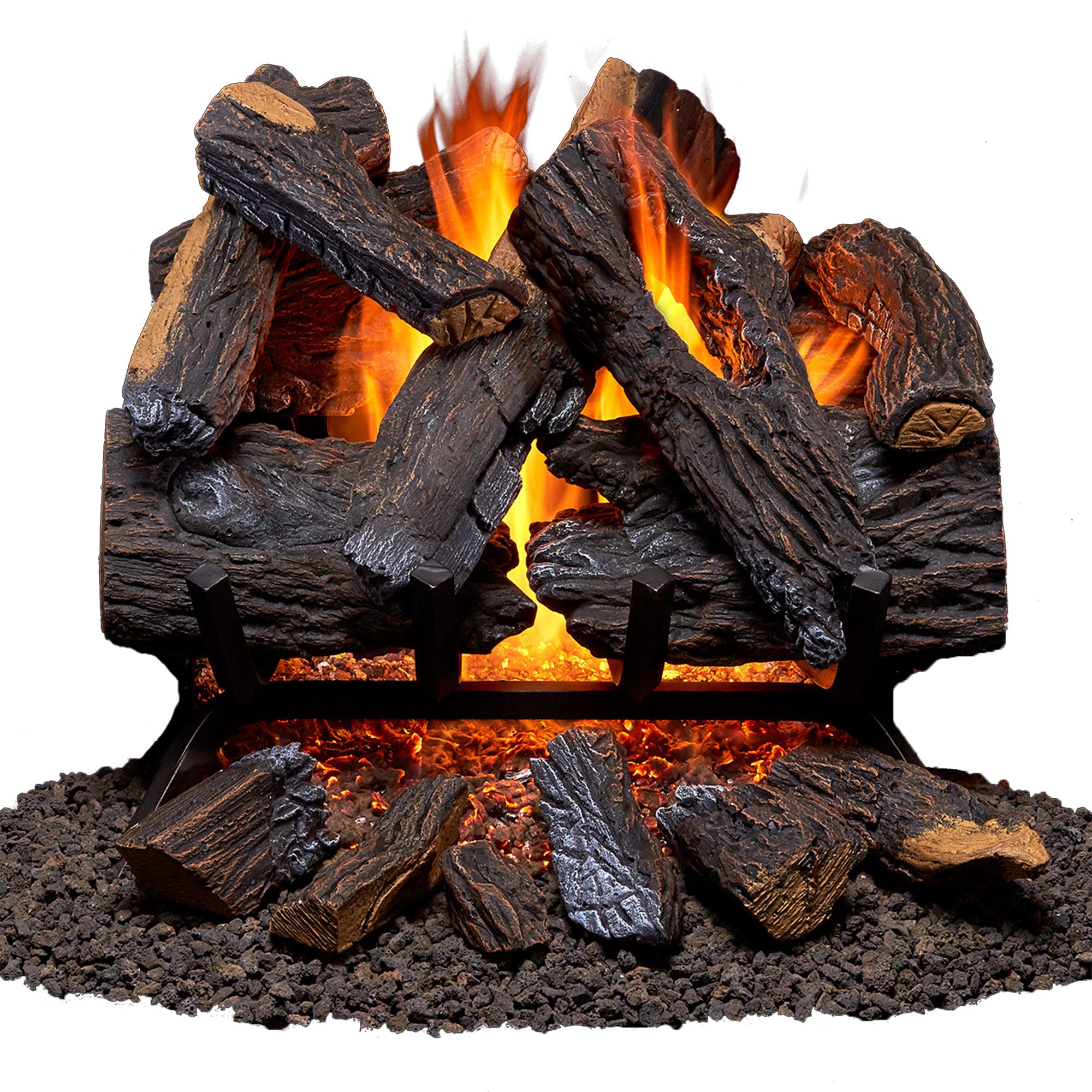 Duluth Forge 18 inch Vented Natural Gas Log Set with Light, Heartland Oak (Used) - VMInnovations