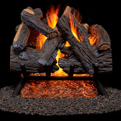 Duluth Forge 18 inch Vented Natural Gas Log Set with Light, Heartland Oak (Used) - VMInnovations