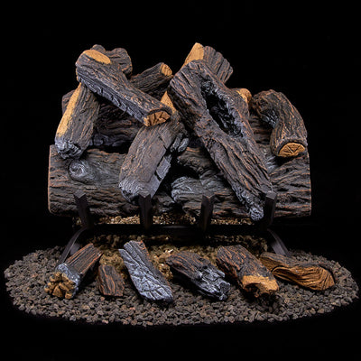 Duluth Forge 18 Inch Vented Gas Log Set w/Manual Light, Heartland Oak (Open Box) - VMInnovations