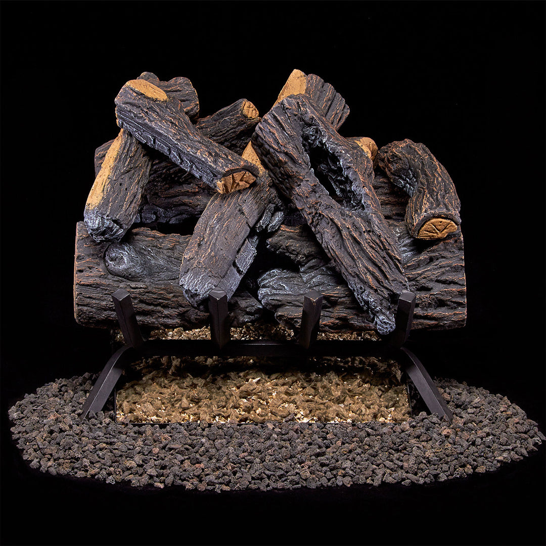 Duluth Forge 18 Inch Vented Natural Gas Log Set with Manual Light, Heartland Oak - VMInnovations