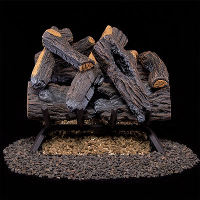 Duluth Forge 18 inch Vented Natural Gas Log Set with Light, Heartland Oak (Used) - VMInnovations