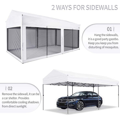 Suntime 10'x20' Easy Pop Up Rectangular Canopy w/Removable Sidewalls,White(Used)