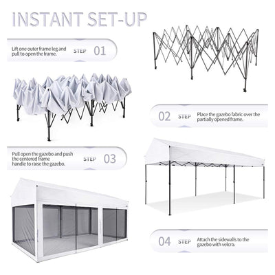 Suntime 10'x20' Easy Pop Up Canopy w/Removable Sidewalls, White (Open Box) - VMInnovations