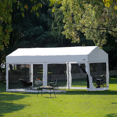 Suntime 10' x 20' Easy Pop Up Rectangular Canopy with Removable Sidewalls, White