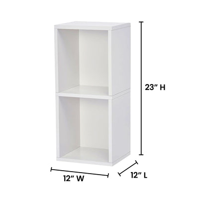 Juggernaut Storage 2 Cube Wooden Storage Shelf Bookshelf Home Organizer, White