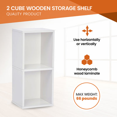 Juggernaut Storage 2 Wooden Storage Shelf Bookshelf Home Organizer, White (Used) - VMInnovations