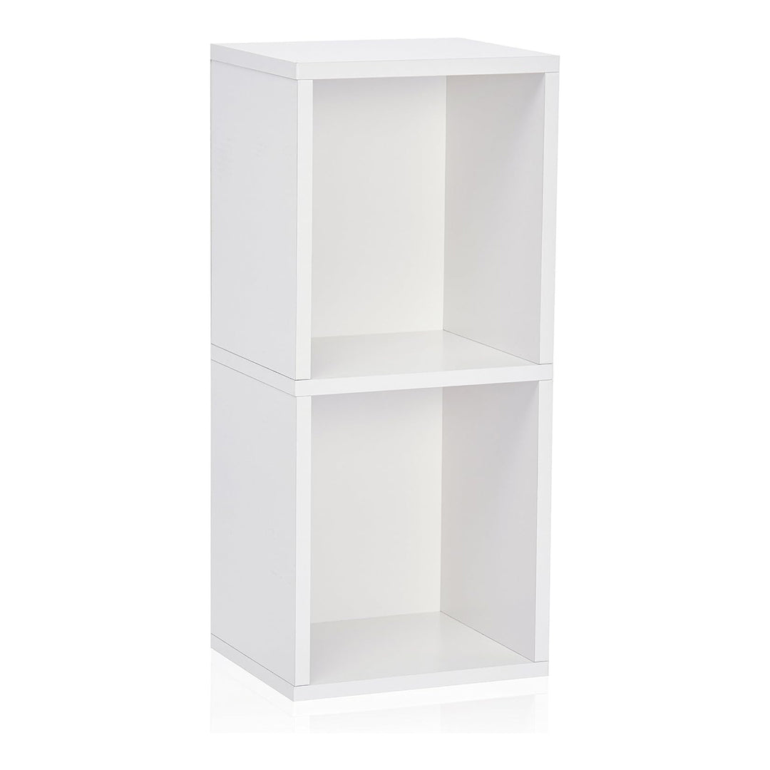 Juggernaut Storage 2 Cube Wooden Storage Shelf Bookshelf Home Organizer, White