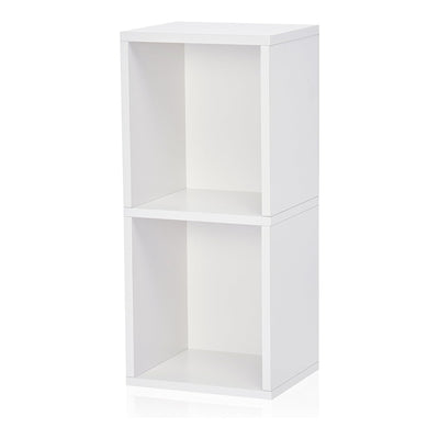 Juggernaut Storage 2 Wooden Storage Shelf Bookshelf Home Organizer, White (Used) - VMInnovations