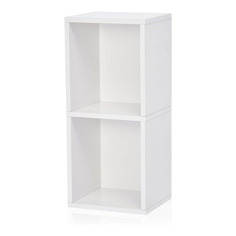 Juggernaut Storage 2 Cube Wooden Storage Shelf Bookshelf Home Organizer, White