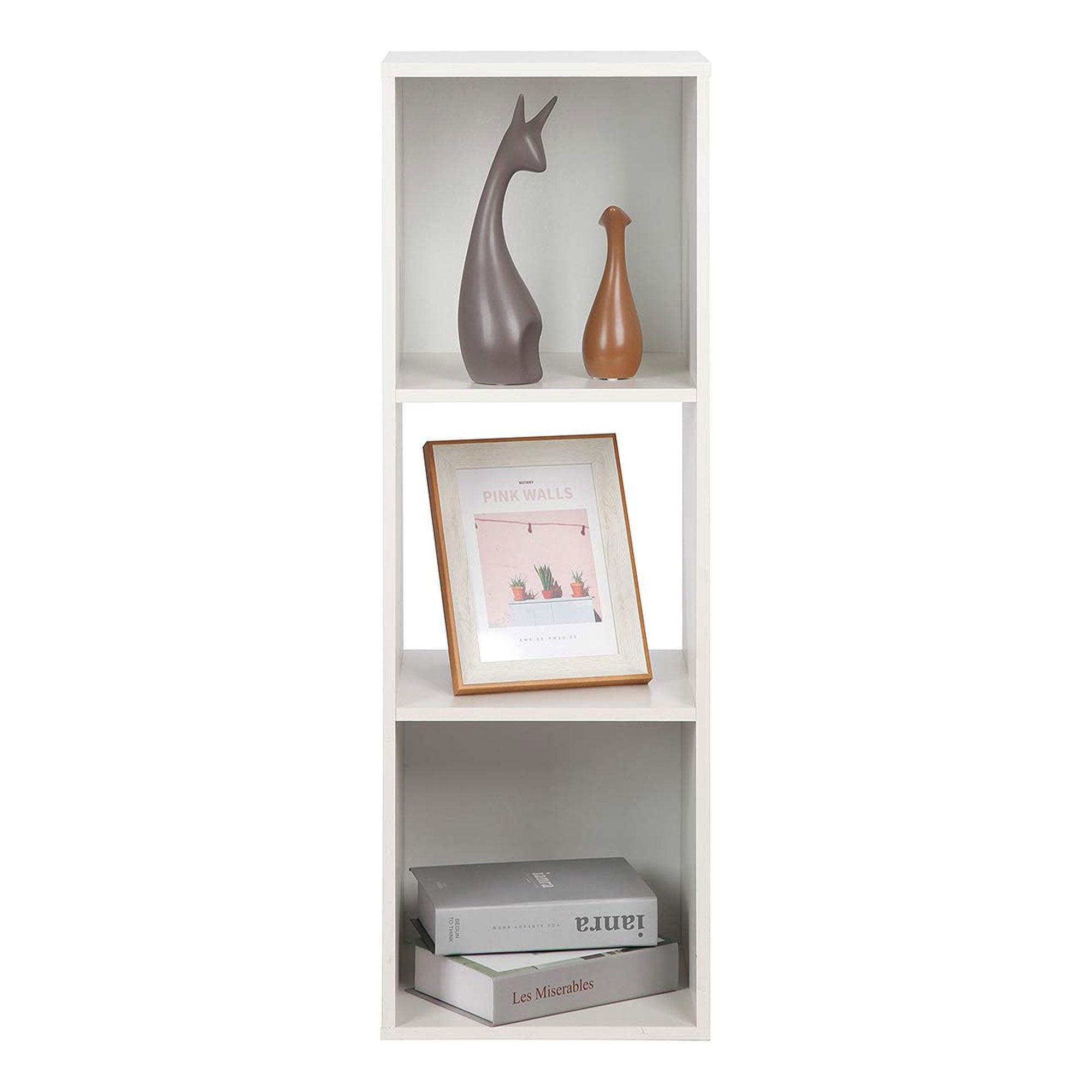 Juggernaut Storage 3 Cube Wooden Shelf Bookshelf Home Organizer, White (Used) - VMInnovations