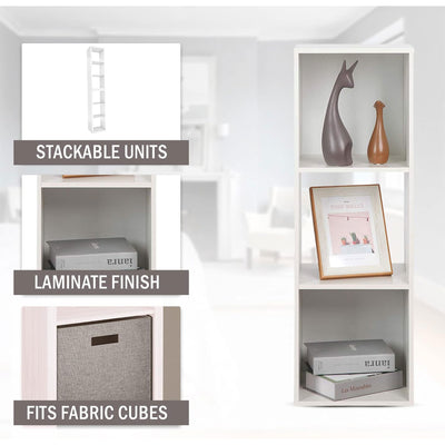 Juggernaut Storage 3 Cube Wooden Shelf Bookshelf Home Organizer, White (Used) - VMInnovations