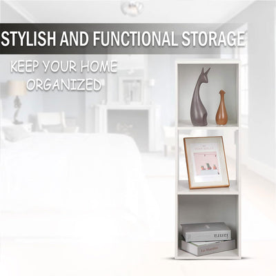 Juggernaut Storage 3 Cube Wooden Shelf Bookshelf Home Organizer, White (Used) - VMInnovations