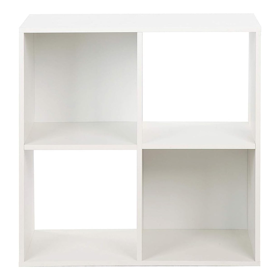 Juggernaut Storage 4 Cube Wooden Storage Shelf Bookshelf Home Organizer, White