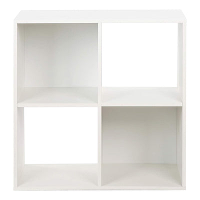 Juggernaut Storage 4 Cube Wooden Storage Shelf Bookshelf Home Organizer, White - VMInnovations