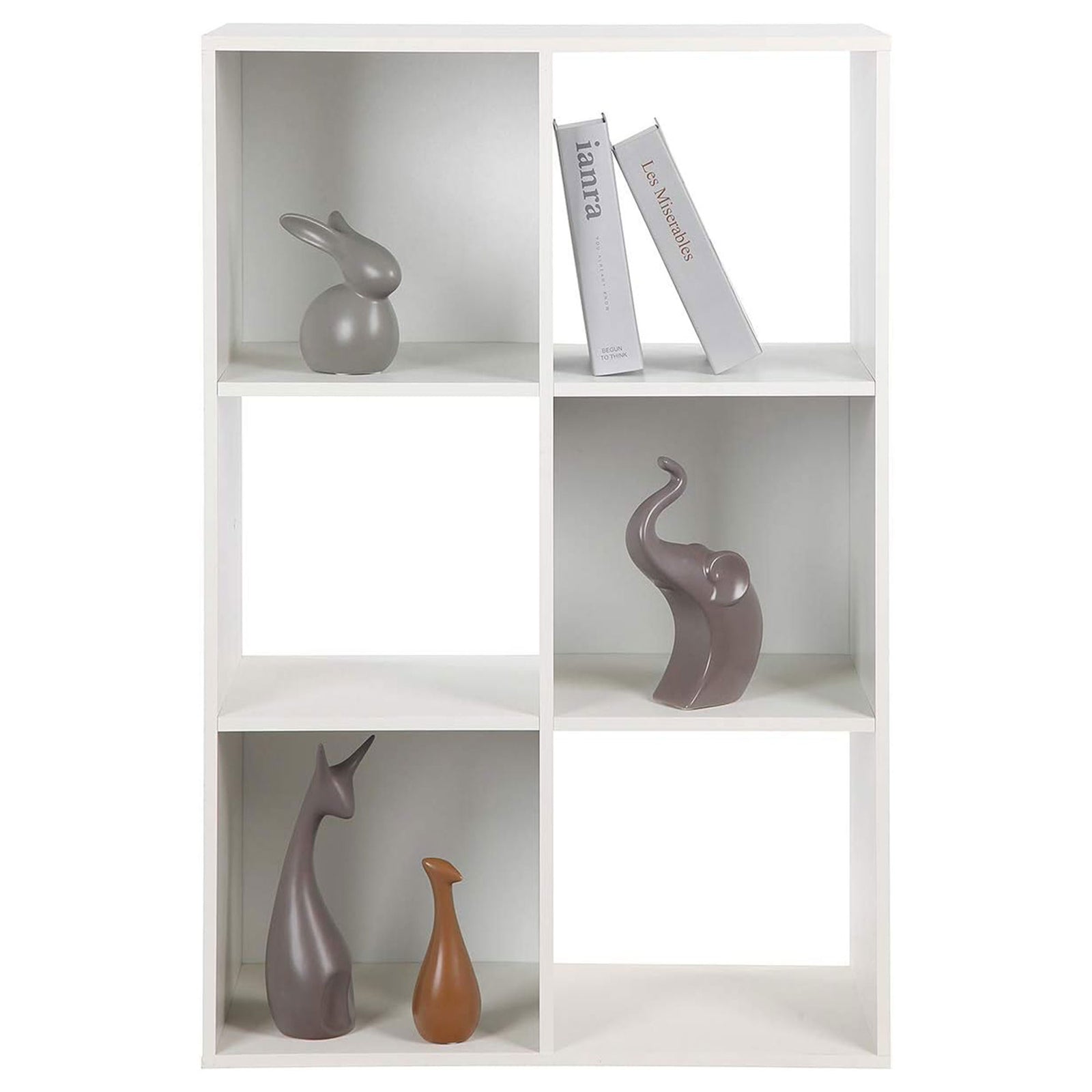Juggernaut Storage 6 Cube Wooden Storage Shelf Bookshelf Home Organizer, White - VMInnovations