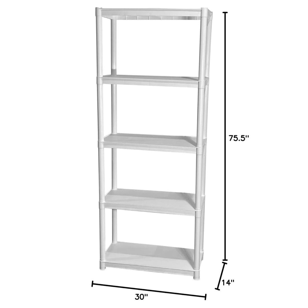 Juggernaut Storage 75.5" Plastic 5 Tier Garage/Shed Utility Shelving Rack, White