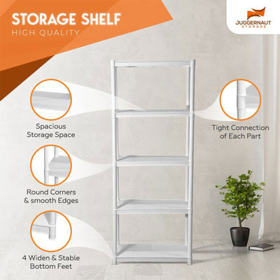 Juggernaut Storage 75.5" Plastic 5 Tier Garage/Shed Shelving Rack, White (Used) - VMInnovations