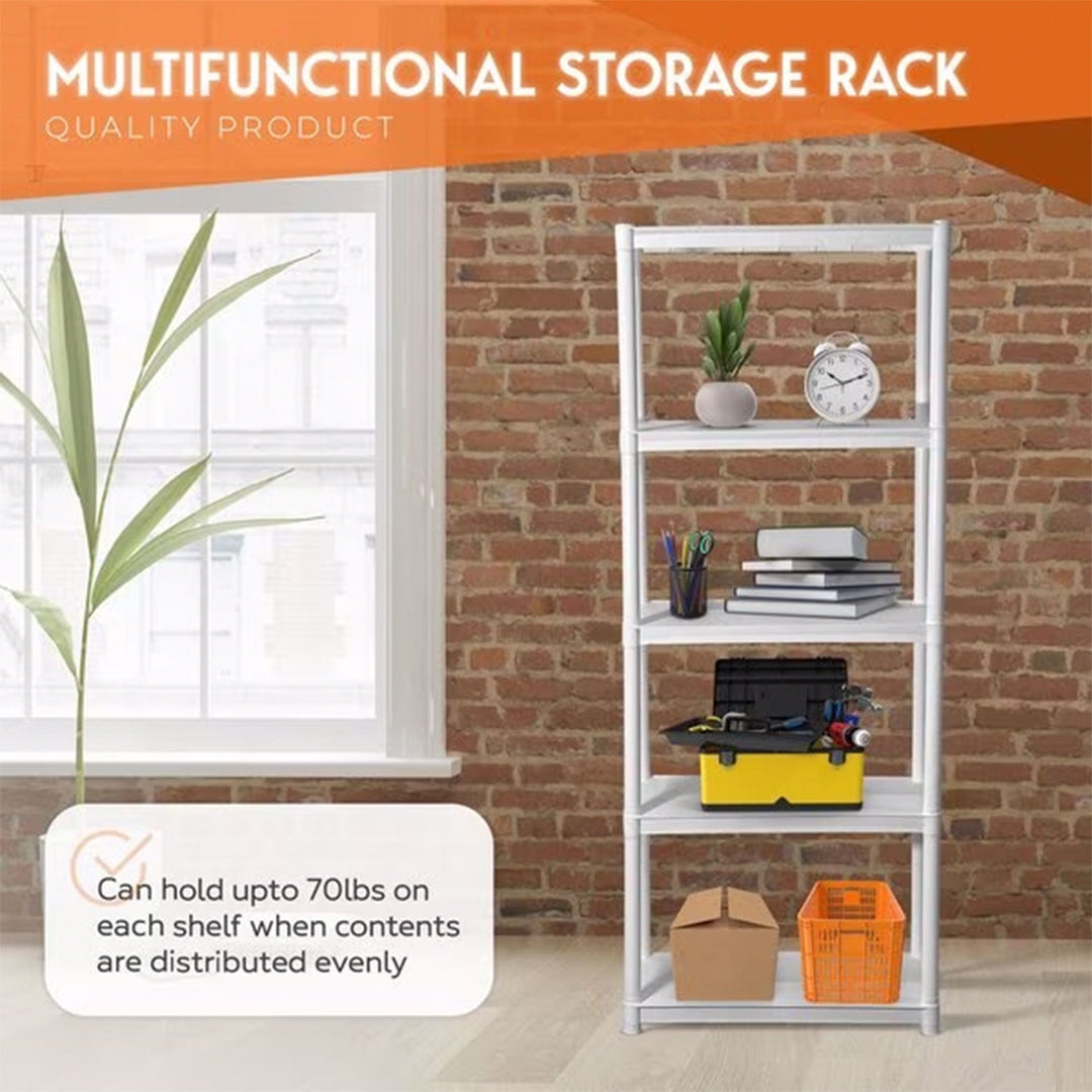 Juggernaut Storage 75.5" Plastic 5 Tier Garage/Shed Utility Shelving Rack, White