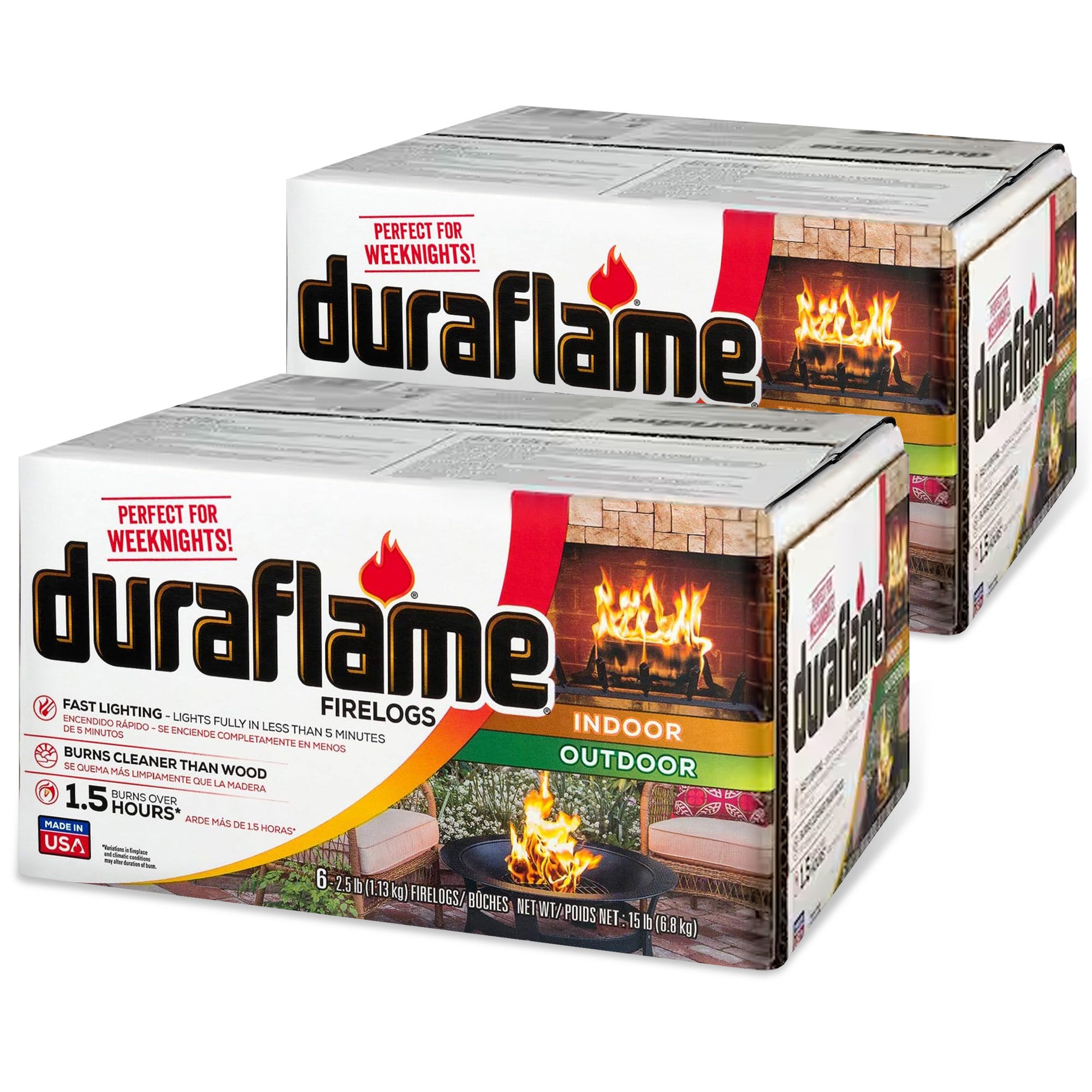 Duraflame 2.5 lbs Indoor Outdoor Fireplace Pit Firelog 3 Hr Burn Time (12 Pack) - VMInnovations