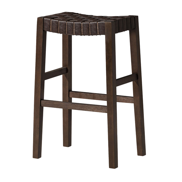 Maven Lane Bar Stool, Brown Wood Finish w/Marksman Vegan Leather (For Parts)