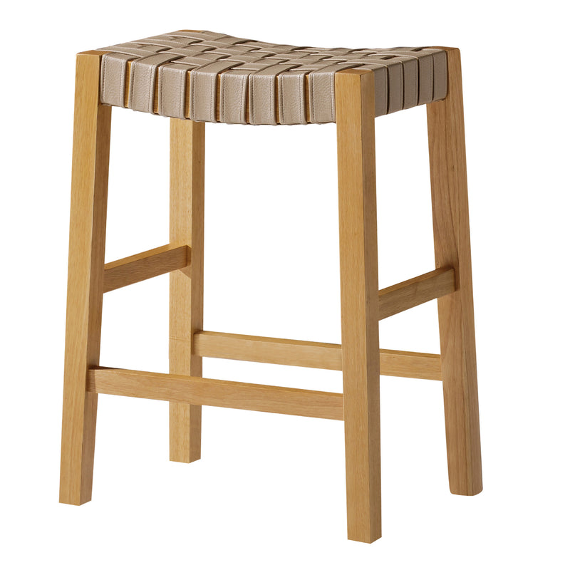 Maven Lane Stool in Weathered Natural Wood Finish w/Bone Vegan Leather (Used)