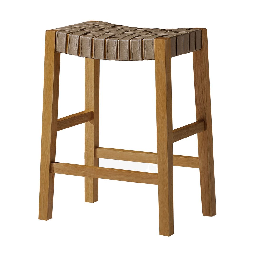 Maven Lane Stool in Weathered Natural Wood Finish w/Bone Vegan Leather (Used)