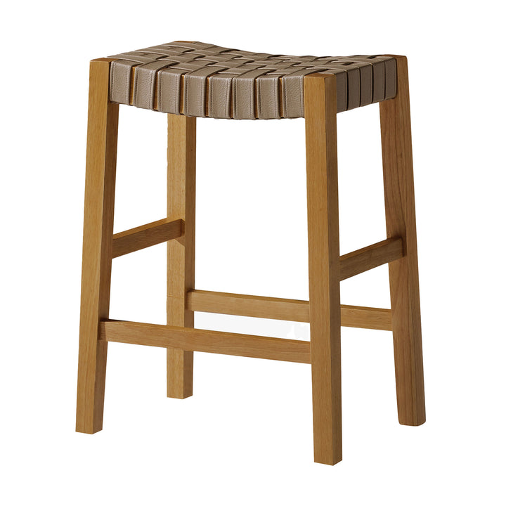 Maven Lane Stool in Weathered Natural Wood Finish w/Bone Vegan Leather (Used)