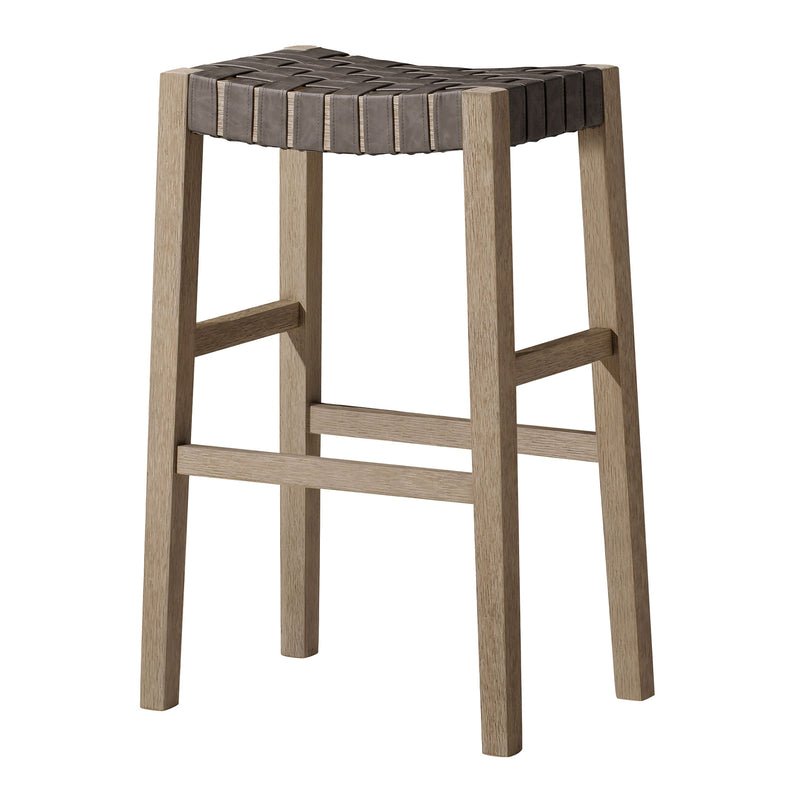 Maven Lane Bar Stool in Weathered Grey Wood Finish w/Ronan Vegan Leather (Used)