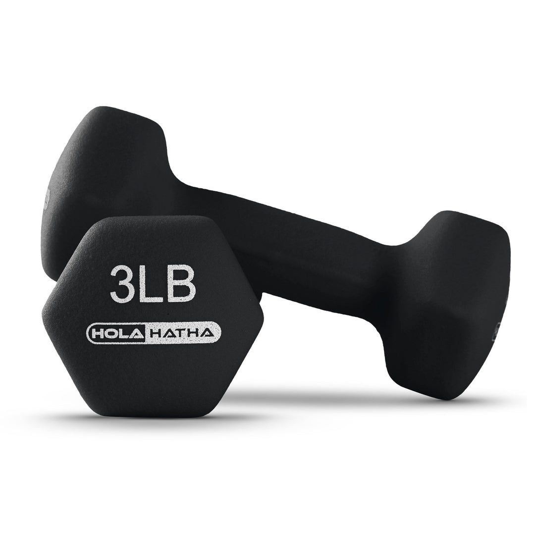 HolaHatha 2, 3, 5, 8 & 10lb Neoprene Dumbbell Weight Set with Storage Rack(Used)