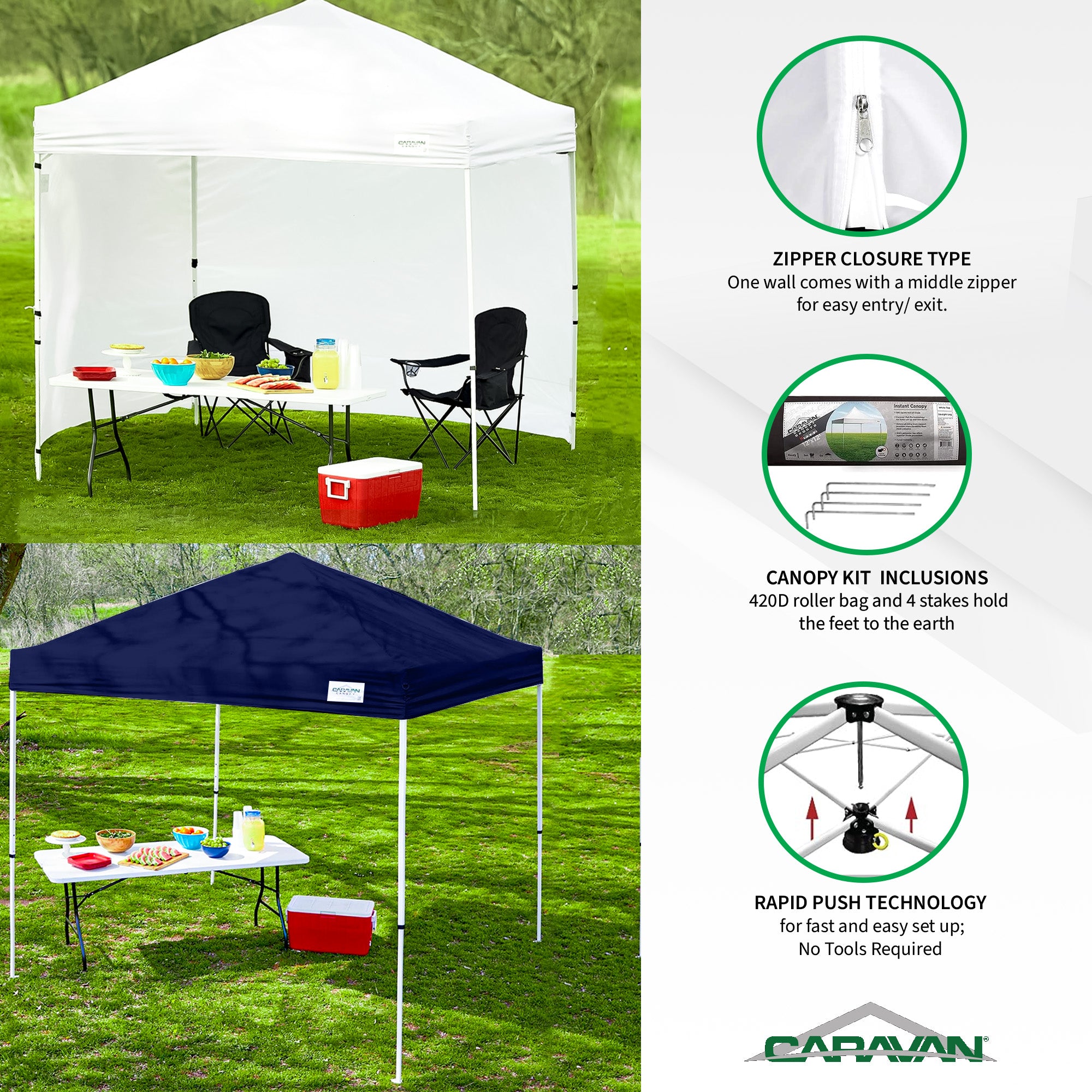 Caravan Canopy V Series Sidewalls w/V Series 2 Angled Leg Canopy & 4 6lb. Plates