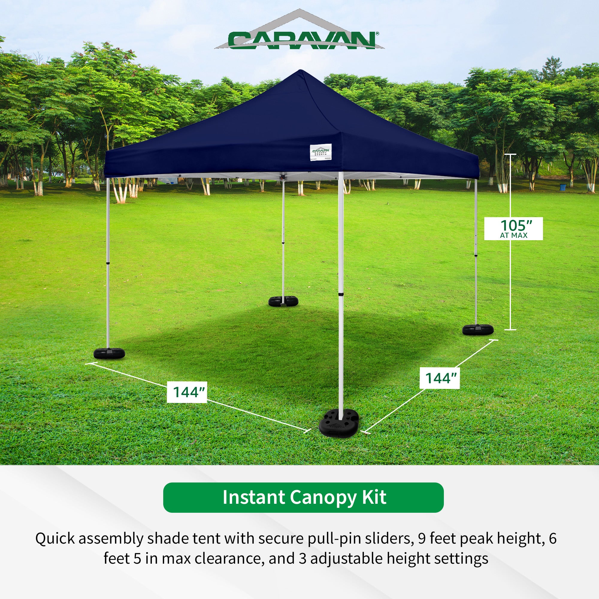 Caravan Canopy V Series Sidewalls w/V Series 2 Angled Leg Canopy & 4 6lb. Plates