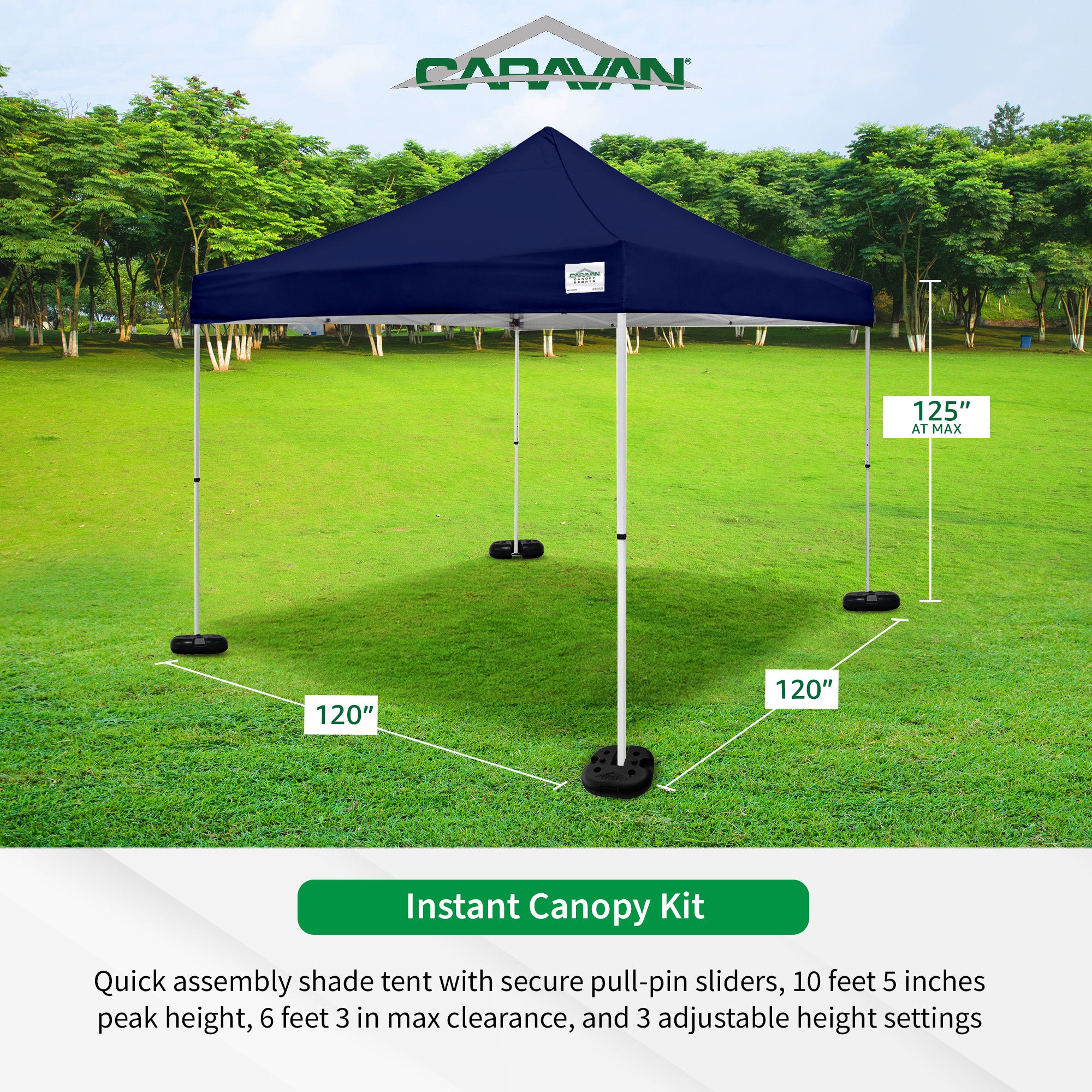 Caravan Canopy V Series Sidewall Kit and 10x10' Canopy Kit with 4 Weight Plates - VMInnovations