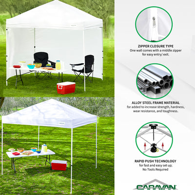 Caravan Canopy V Series Sidewalls & Straight Pop-Up Leg Tent w/Set of 4 Weights