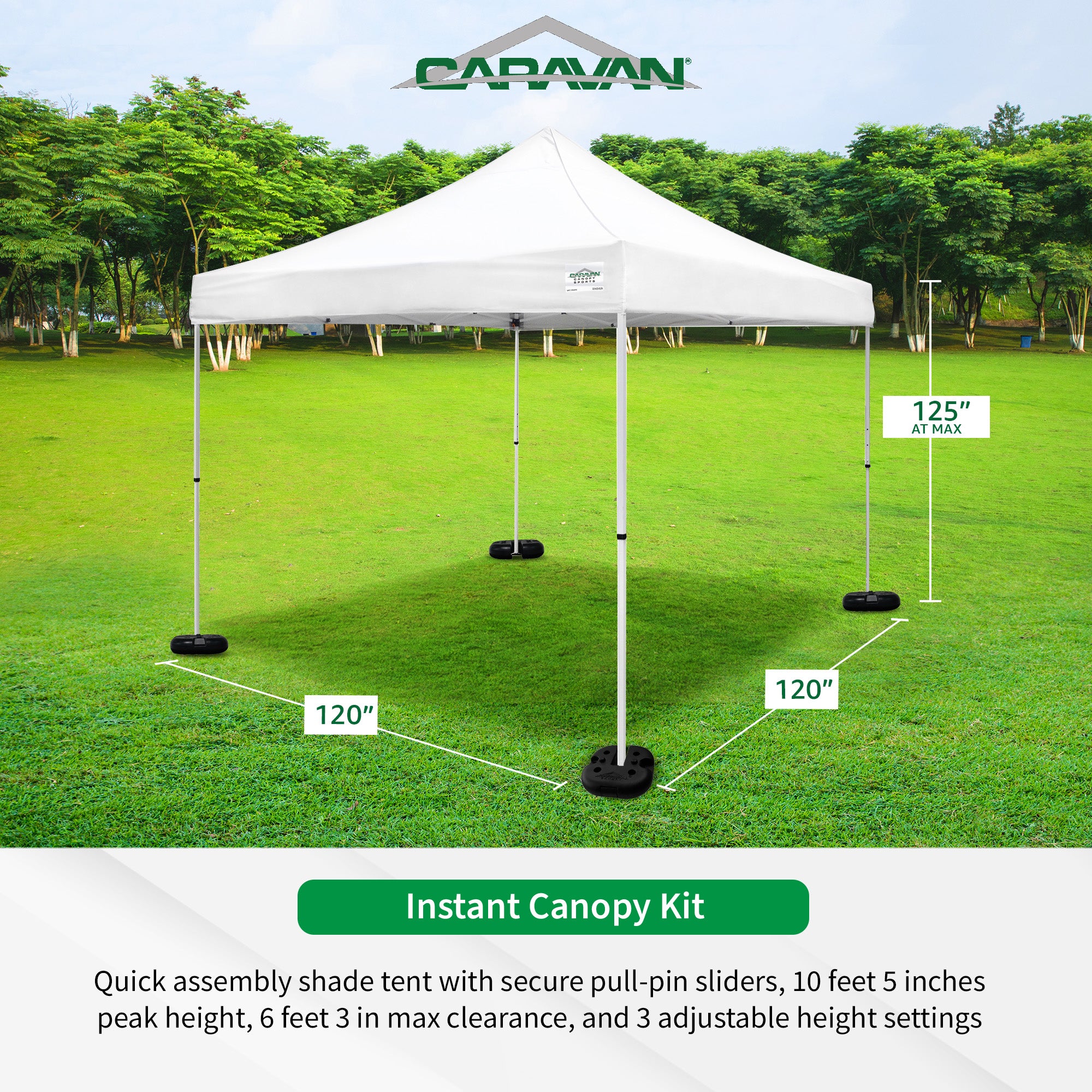 Caravan Canopy V Series Sidewalls & Straight Pop-Up Leg Tent w/Set of 4 Weights - VMInnovations