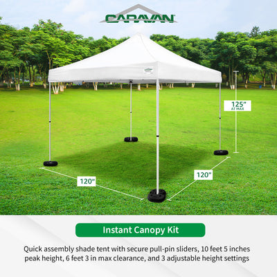 Caravan Canopy V Series Sidewalls & Straight Pop-Up Leg Tent w/Set of 4 Weights - VMInnovations